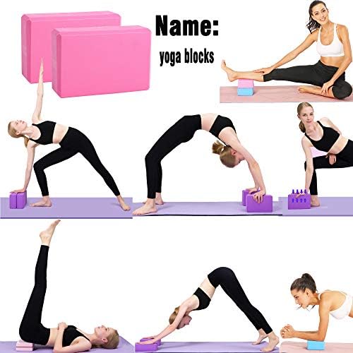 Keefee 11 парчиња за стартер за јога, комплет за додатоци за јога за почетници, комплет за опрема за јога Essentials вклучуваат фитнес