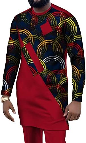 Африкански Мажи Костуми Дашики Облека Печатење Кошули Блузи И Долги Панталони Со Џебови 2 Парче Во Собата Анкара Африкански Машки