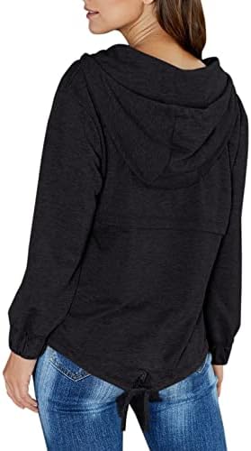 Бериу Худи за жени обични џемпери за долги ракави со врвови со врвови за влечење на копчињата