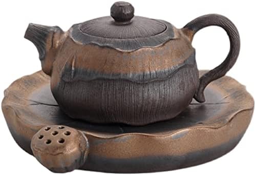 Mmllzel Xiangzhheng единечен тенџере керамички чај сет ретро чајник јапонски сет за чај од железо глазура