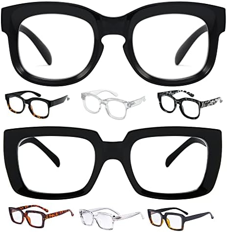 Очила Заштедете 10% на 4 Пакувања Преголеми Очила За Читање За Жени и 4 Пакувања Дами Преголеми Читачи на Квадратни Дизајн +3.50