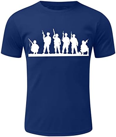 Машки маици со џебови, Менс 4-ти јули печати кошула мода 2023 лабави врвови за кратки ракави