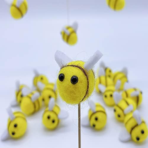 DUENEW 20 парчиња Волна Чувствував Пчела Занает Топки За Пчела Тематските Проекти Партија Торта Украси Бебе Туш Костим Додатоци
