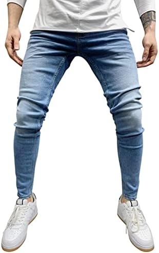 Демински фармерки панталони мажи фитнес џеб кожа цврсти машки спортски панталони боди -билдинг должина на целосни обични машки пантолони