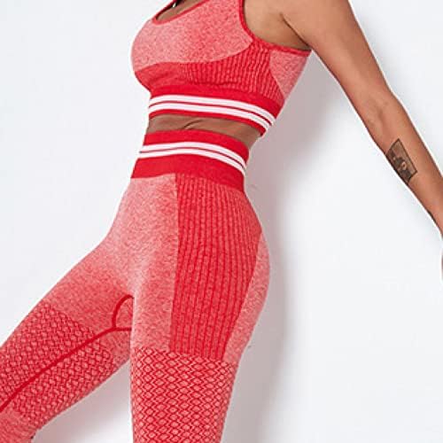 Плетење непречен јога постави спортски градник и хеланки со високи половини салата постави жени фитнес облека лента крпеница спортска облека