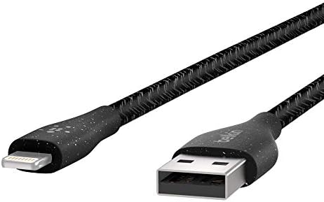 Belkin Duratek Plus USB кабел за молња - USB -A кабел со кожен каиш - ултра силен кабел за полнење со флексибилна изолација - компатибилен со