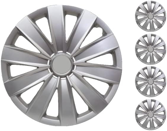 Копри комплет од 4 покривка од 4 тркала од 16 инчи сребрен Hubcap Snap-on Fits Hyundai Accent