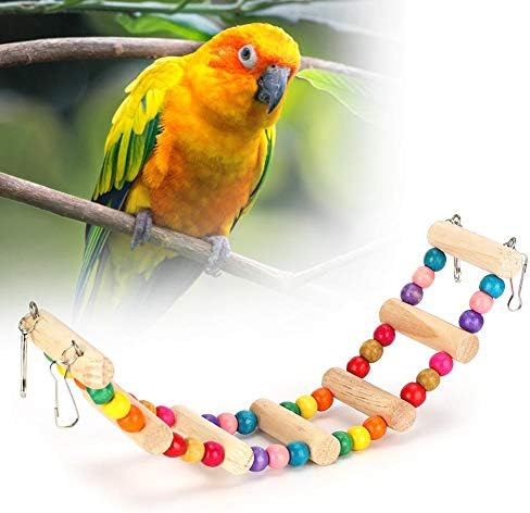 Шарени играчки за замав за птици за миленичиња, мост за суспензија на природно дрво, папагал кафез, качување на стојат играчки за средни