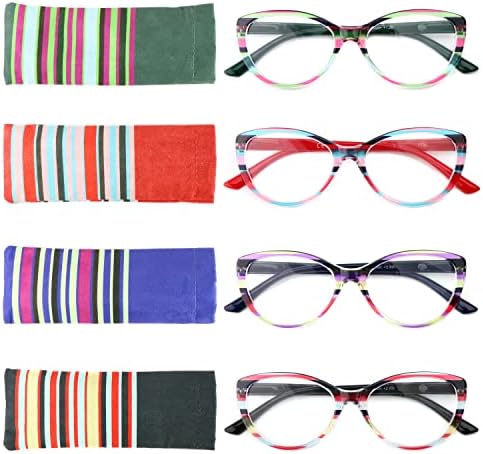 Солабиларо Женски Очила За Читање 4 Пакувајте Шарени Стилски Модни Пролетни Шарки Очила За Читање Со Извонредно Пакување