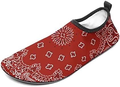 Црвена бандана шема бргу суво вода спортски чевли за плажа за пливање вода спорт спортување со аква чорапи за жени мажи