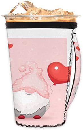 Валентин симпатична gnomes Love Heart Heart Sureable Cafed Cafe Rake со рачка Neoprene Cup ракав за сода, лате, чај, пијалоци, пиво