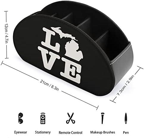 Јас многу го сакам држачот за далечинска ТВ -контрола на мапата во Мичиген, Организатор за складирање на кожа со 5 оддели за десктоп спална