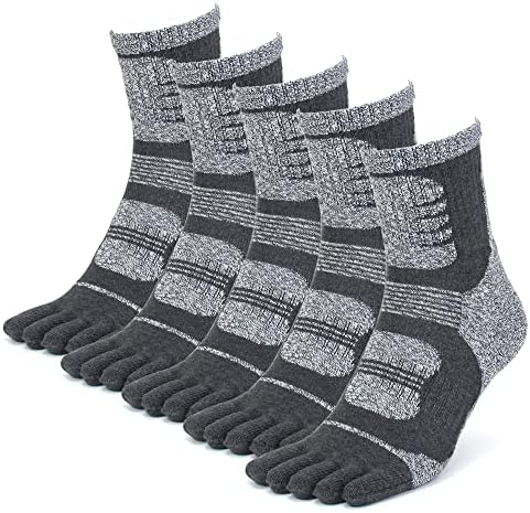 Чорапи со памучни прсти за машка екипа нема атлетски дебели тенки пет чорапи 5 пара