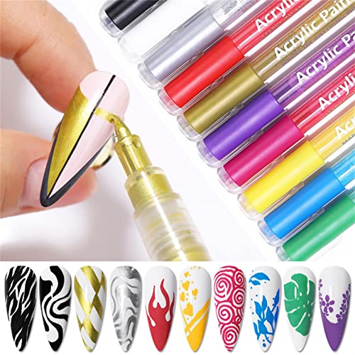 16 бои нокти уметност 3Д насликано пенкало, водоотпорен лак за нокти Пенка Брзо суво сликарство за сликање, цртање на ноктите Графити Графити