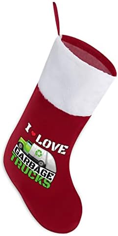 Јас сакам камиони за ѓубре за ѓубре Божиќно порибување Божиќно дрво камин виси чорапи со кратка кадифен манжетна декорација