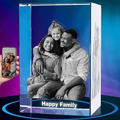 3Д кристална фотографија сопствени подароци со фотографија за мајка тато прилагодена 3Д слика кристал подароци за мајки за ден