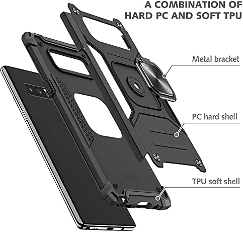 Ymhxcy Galaxy Note 8 Case, Samsung Note 8 Case со 3D заштитен екран заштитник, случаи на оклоп од оклоп со ротирачки држач за не-лизгање хибриден