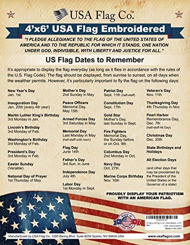 Американско знаме 4х6 од страна на САД Flag Co. е американски направен: најдобрите везени starsвезди и зашиени ленти Американски знамиња,