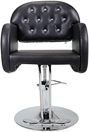 HJHL бербер стол ПВЦ кожа со дијамантски фризерски стол хидрауличко кревање салон за убавина стол црно