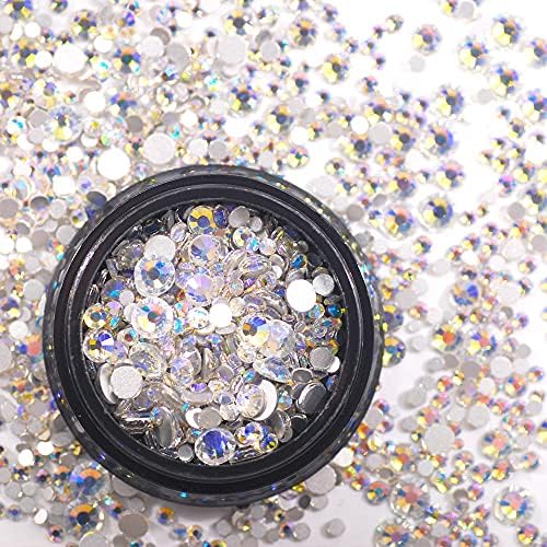 Арт за ноктите ги снабдува сјајот Rhinestone SS3 -SS30 Crystal AB Flat Base Glass Diamond за DIY Nail Art Decorations 4g/Box -