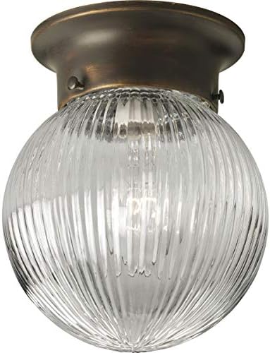 Осветлување на напредокот P3599-20 стаклени глобуси близу до таванот, 6-инчен дијаметар x 7-1/4-инчен висина, бронза