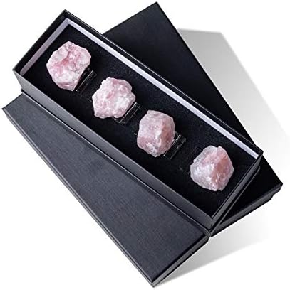 TJLSS 8PCS роза Кварц со салфетки за салфетка, држач за салфетка, организирајте природен камен розови кристални салфетки прстен