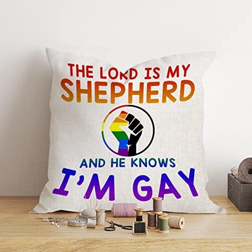 Господ е мојот овчар и тој знае дека сум геј фрлање перница за романтична перница за виножито еднаквост Лезбејски геј ЛГБТК перница, плоштад декор за перници за пер