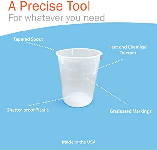 Пластична Чаша 250мл Сет од 50 од Мериленд Пластика-Јасни Дипломирани Полипропиленски Чаши За Еднократна Употреба Со истурете излив–