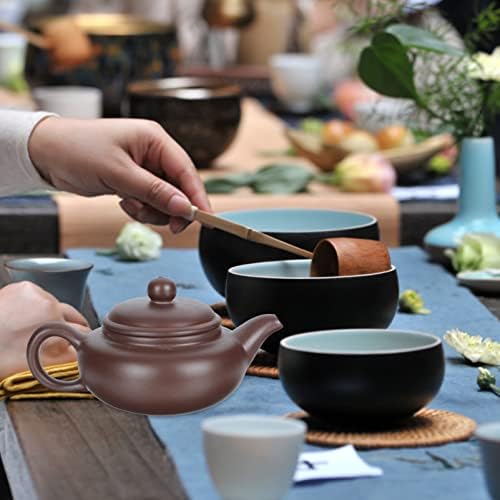 Хемотон керамички чајник керамички чајник 1 парчиња кинески кинески чај чај пурпурен глина чајник ретро чај тенџере со рачка за лабава