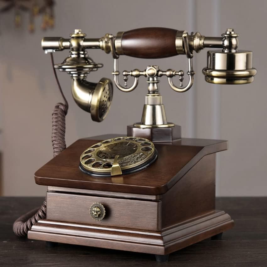 Lhllhl ретро -кабел ротирачки телефон со електронски ринг -тон, 1 фиока, класичен стил за бирање телефон за декорација на домови и канцеларии