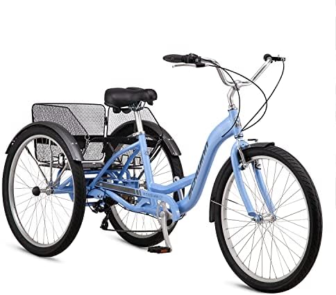 Велосипед за возрасни трицикли на Швин Меридијан, крстарење со три тркала, тркала од 26 инчи, низок чекор преку алуминиумска рамка,