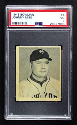 1948 Bowman 4 Johnони Mize New Yorks Giants PSA PSA 3,00 гиганти