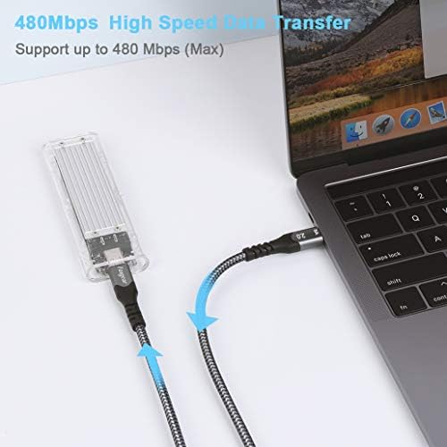 USB C до USB C кабел 100W Брзо полнење: 3pack 1.6ft+3ft+6ft fasgear плетенка тип-c 2.0 pd Брз полнач на жици компатибилни за Mac-book