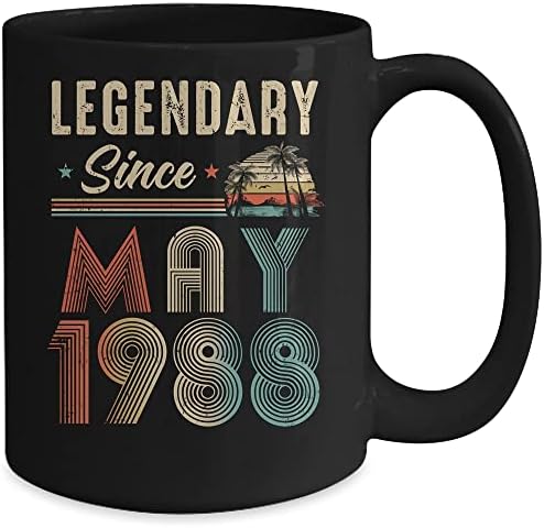 BigClassy 35 Години Легендарниот Од Мај 1988 година 35 Ти Роденден Кафе Кригла 11oz Црна