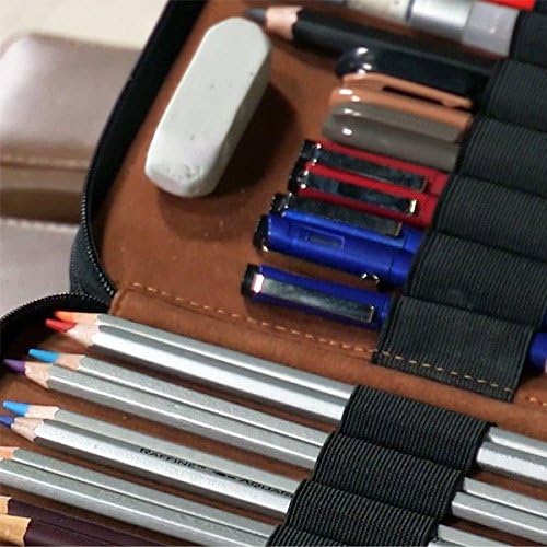 Креативна марка мека оригинална кожа со молив со кожен молив има 120 маркер за пенкало за моливи за шминка за шминка, алатка