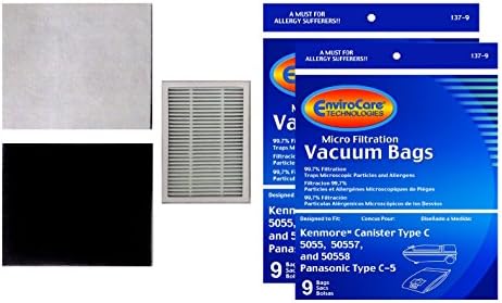 Envirocare 137-9 вакуумски кеси за микро-филтрација за Kenmore Canister Type C и Panasonic Type C-5, 18-пакет