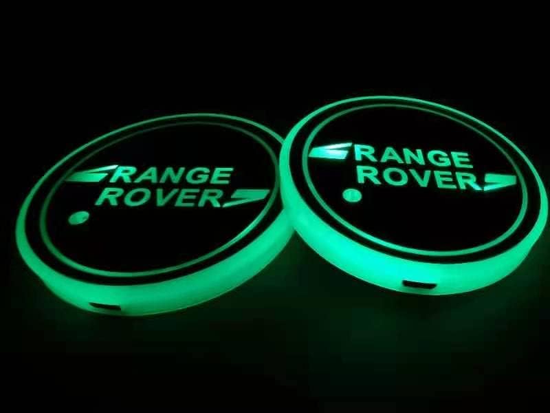 2 парчиња за Range Rover LED LED држач за држачи, USB полнење го осветлува прицврстувачот, променлива ламба за внатрешна атмосфера LED