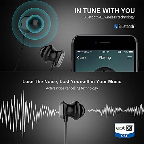 Безжични Слушалки, Активни Слушалки За Поништување На Бучава, Слушалки За Во Уво СО 15 ЧАСОВНО Време За Играње - Bluetooth 4.1-Лента За Вратот,