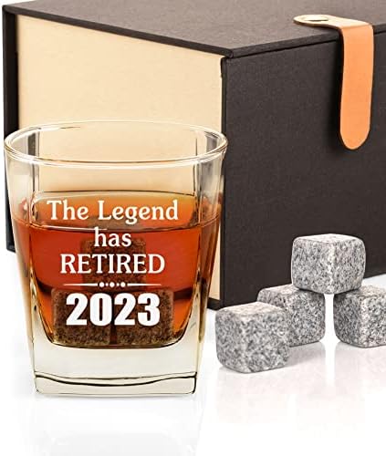 2023 Подароци За Пензионирање За Мажи, Смешно 2023 Легендата Има Пензиониран Сет За Виски Стакло И Камен, Среќни Подароци За Пензионирање