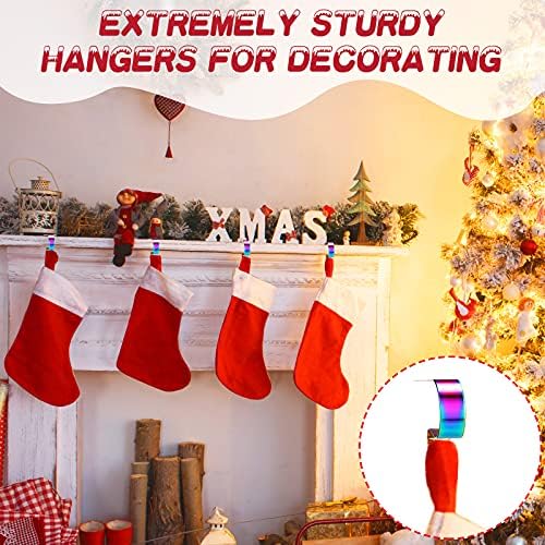 Hotop Божиќни држачи за порибување за мантија од 6 мулти -виножито во боја на кука метални закачалки за порибување за камин за камин