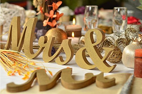 Алников г -дин и г -ѓа дрвени букви, свадбени реквизити за свадбени трки за свадбени фото -реквизити за забави за декорации за вечера