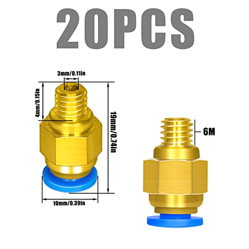 ЛУТЕР 20 парчиња Прави Пневматски Конектори, PC4-M6 Пневматски Воздух Директно Брзо Вклопување 4mm Нишка M6 Притисни За Поврзување