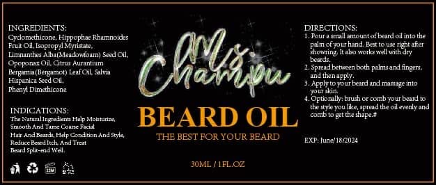 Маслото За Брада Помага во навлажнување, измазнување и скроти, стилизирање и намалување на чешањето на брадата на косата и брадата