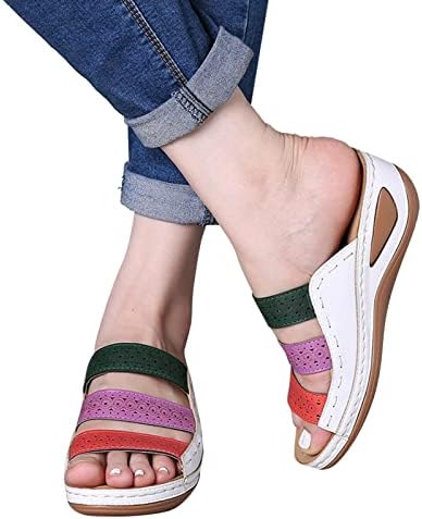 Salените во Салифун летни сандали, римски романски сандали со отворен пети ретро бохемија патент леопард сандали обични летни чевли на плажа
