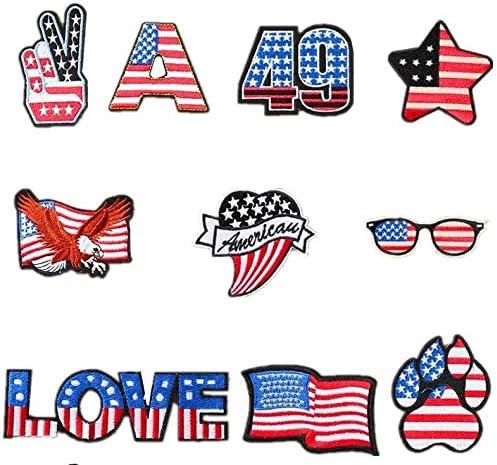 Избрано американско знаме железо на закрпи шијте на знамето во САД извезена апликација, 10 парчиња