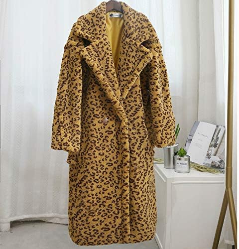 Здолниште за петикоат Фовигуо, модни палта жени канцеларија со долг ракав кардиган империја половината зимска гепард опуштено вклопување