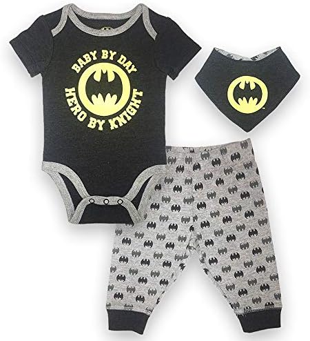 DC Comics Бебе момчиња новородени новороденчиња 3 парчиња поставени панталони и додатоци