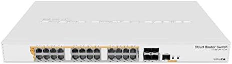 Прекинувач на рутерот Mikrotik Cloud CRS328-24P-4S+ RM 24-порта Gigabit Ethernet Switch со 4 10Gbps SFP+ порти