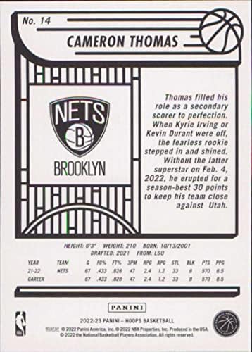 2022-23 обрачи 14 Камерон Томас Бруклин Нетс во НБА кошаркарска картичка за трговија со кошарка