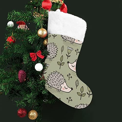 Симпатична еже Божиќна порибување Божиќно дрво камин виси чорапи со кратка кадифен манжетна декорација за домашна забава